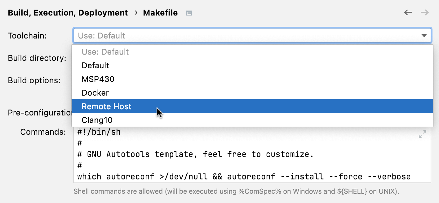 为 Makefile 项目选择工具链