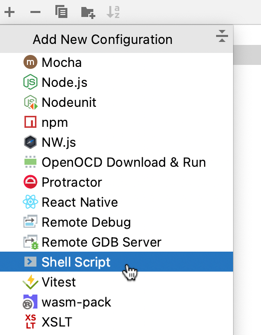 添加一个 Shell Script 配置 添加一个 Shell Script 配置