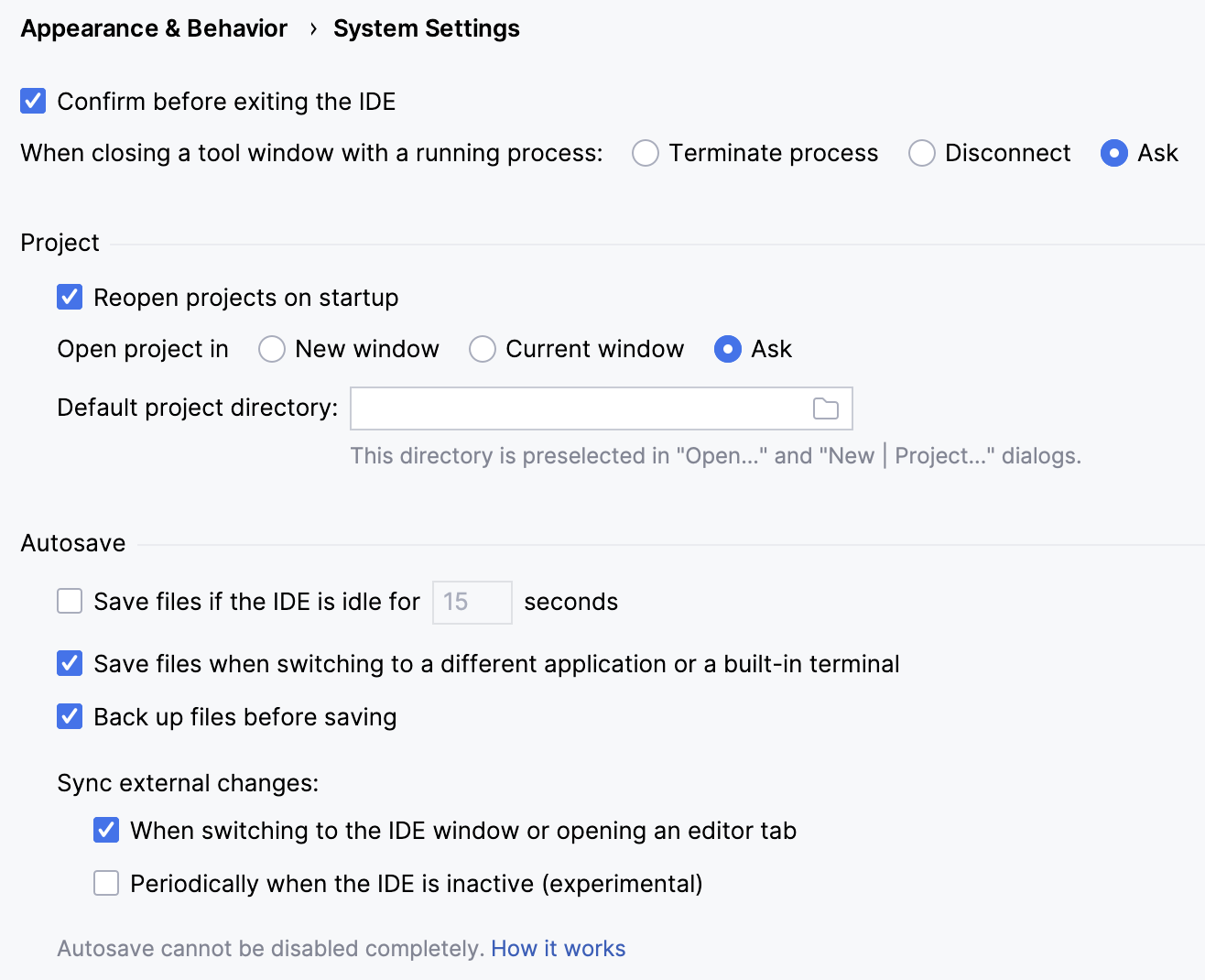 The System Settings page The System Settings page
