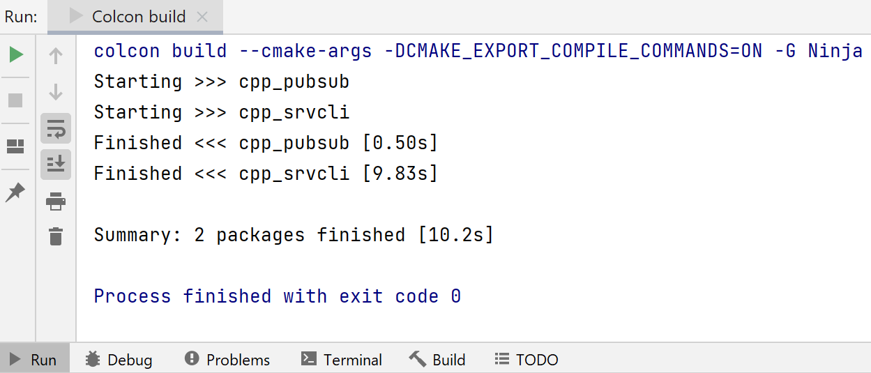 Results of colcon build using an external tool Results of colcon build using an external tool
