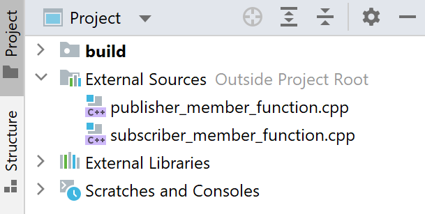 Source files marked external Source files marked external