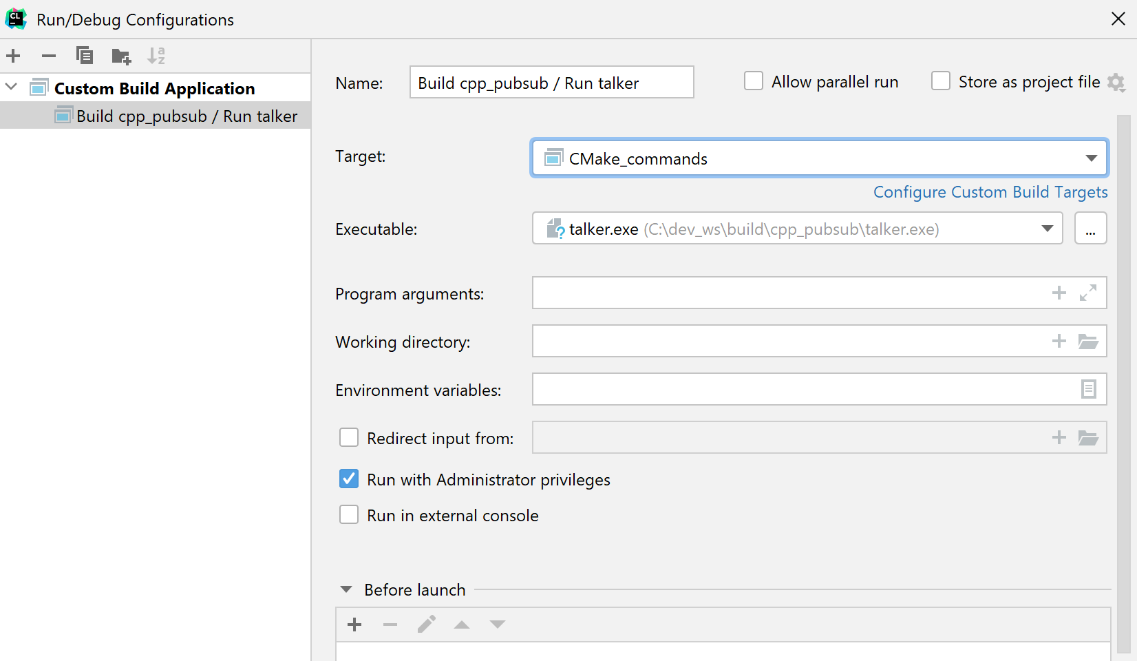 Run/debug configuration for a package Run/debug configuration for a package