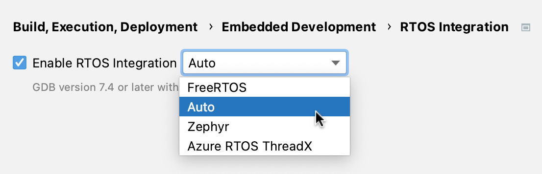 启用 RTOS 集成