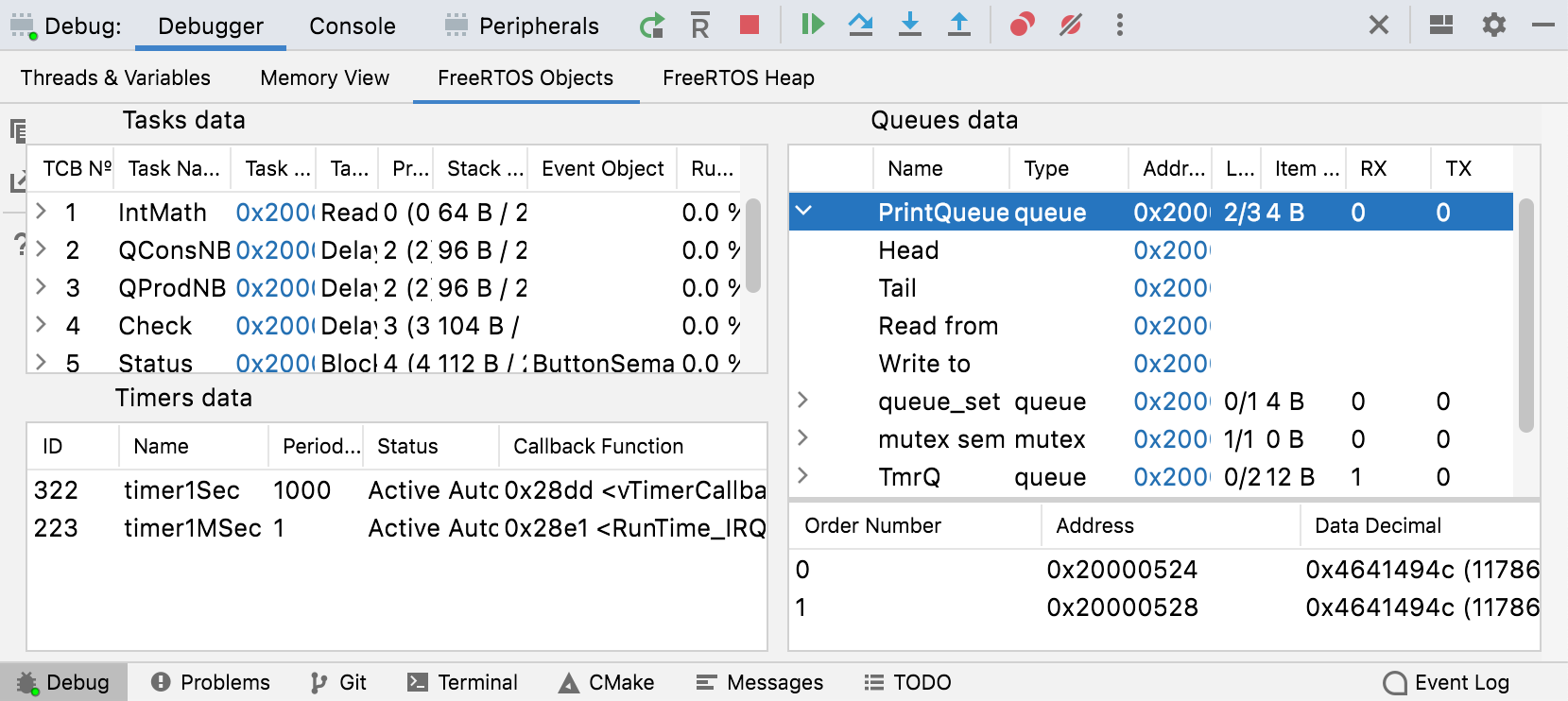 FreeRTOS 对象视图