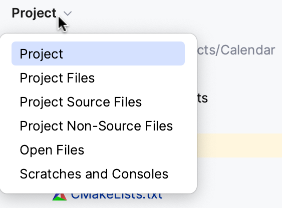 File scopes in Project view File scopes in Project view
