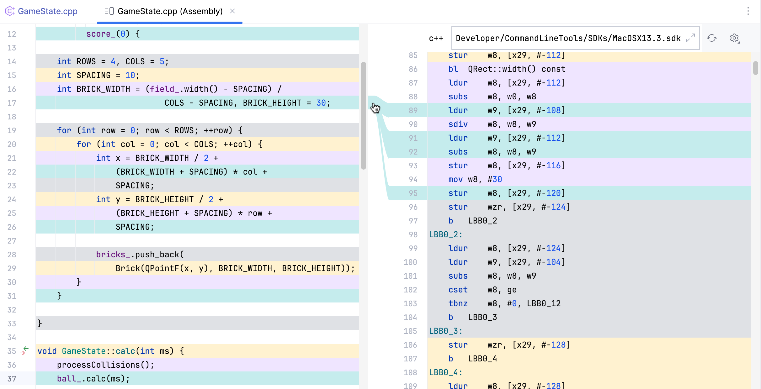 Assembly view for a file Assembly view for a file
