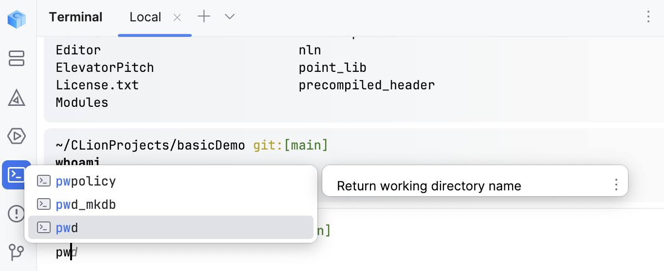 Cl terminal completion Cl terminal completion