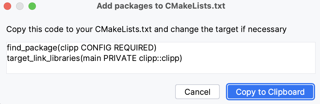 粘贴到 CMakeLists.txt 的代码