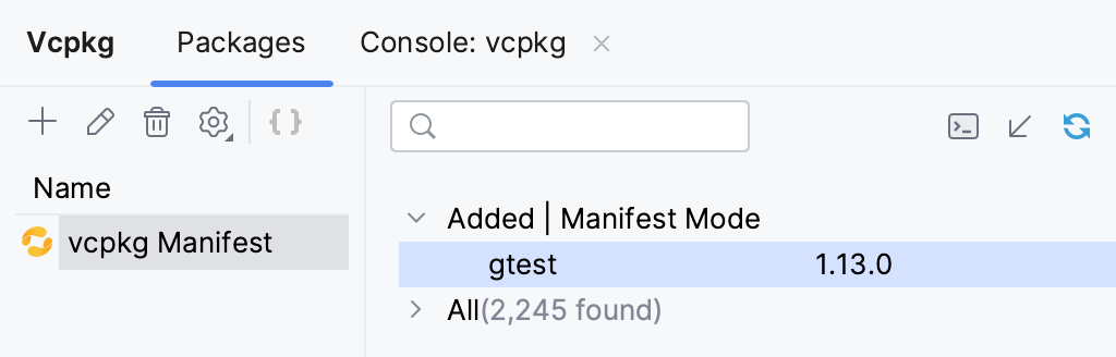 添加到 vcpkg.json 的包