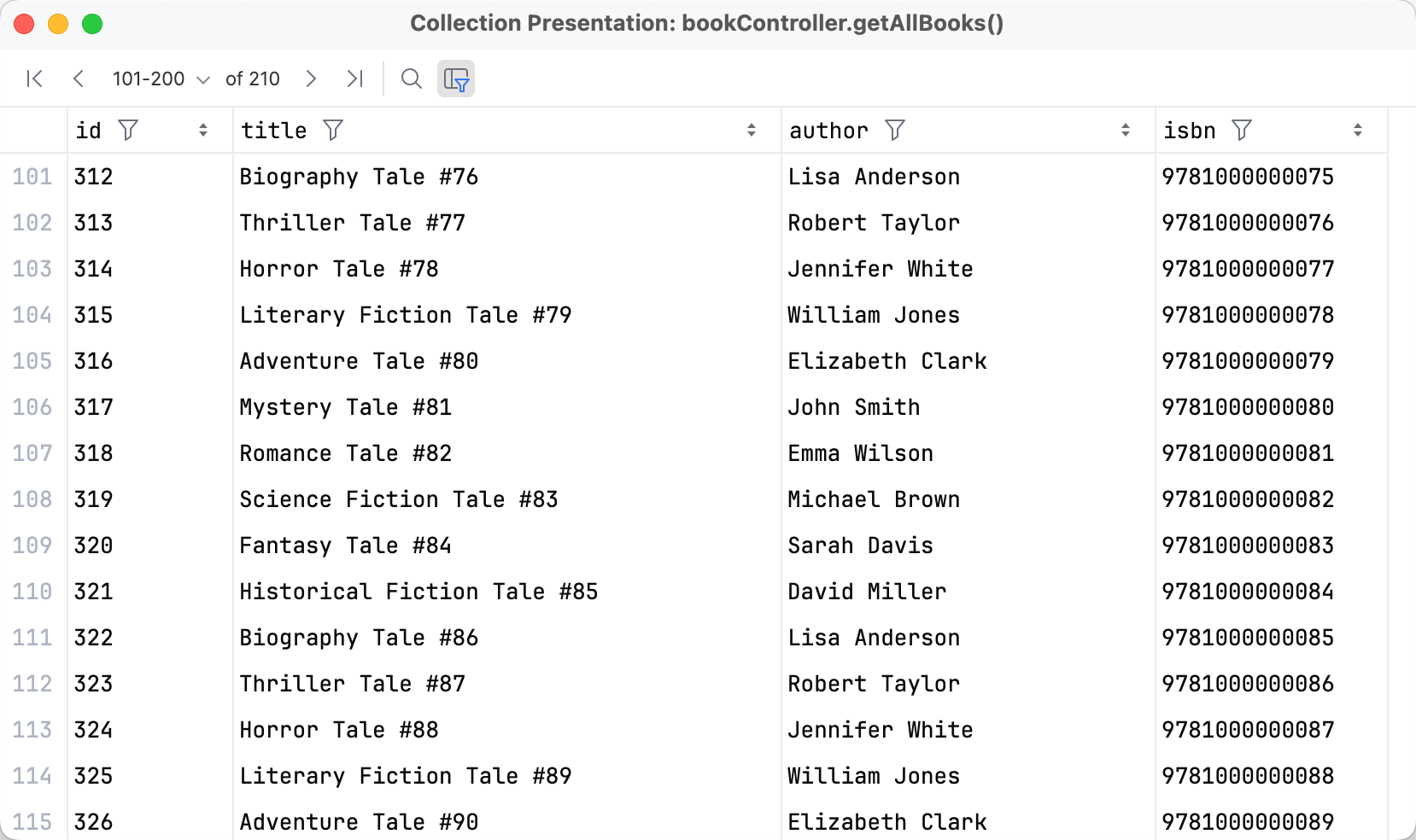 The 'Collection Presentation' dialog shows the contents of a large collection The 'Collection Presentation' dialog shows the contents of a large collection