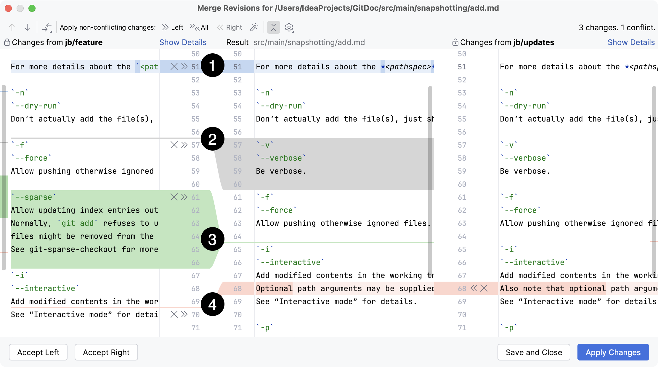 color coding in the conflict resolution tool color coding in the conflict resolution tool
