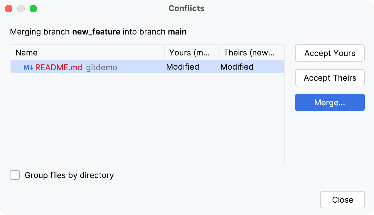 Conflicts dialog