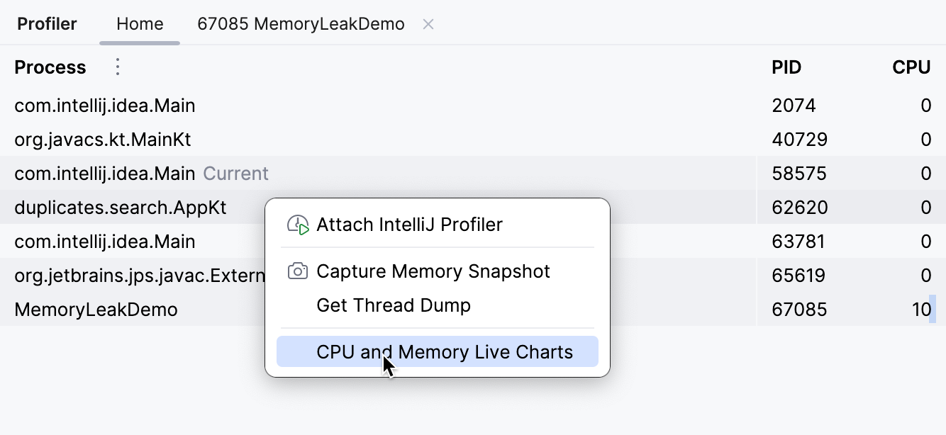 Accessing live charts for a running process Accessing live charts for a running process