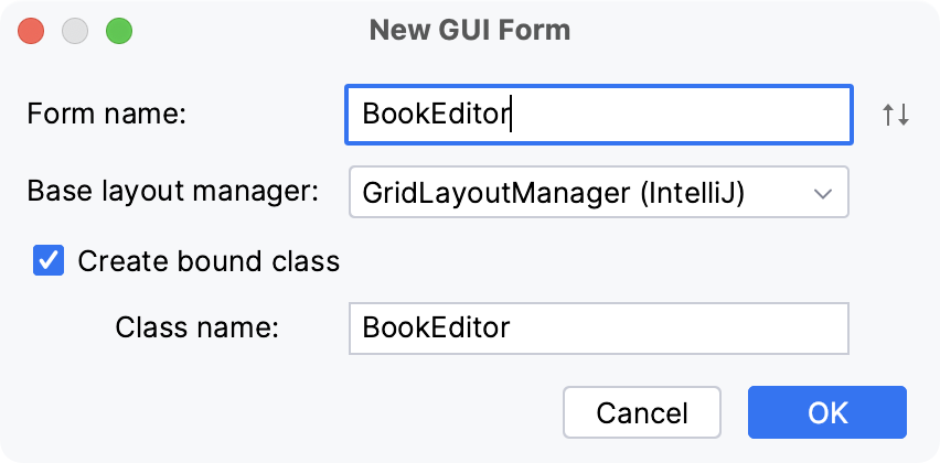 Creating a new GUI form Creating a new GUI form