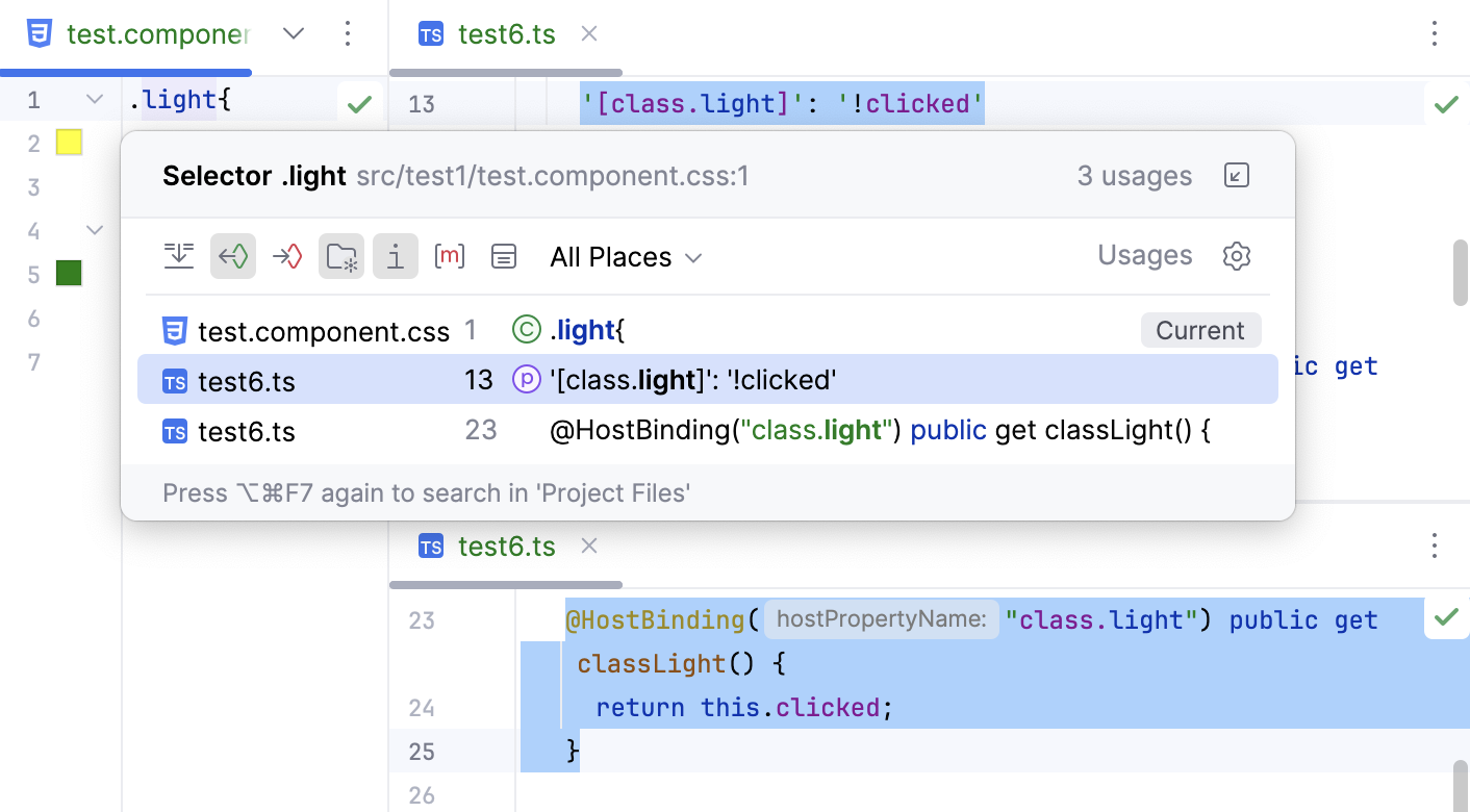 Usages of CSS classes in host bindings Usages of CSS classes in host bindings