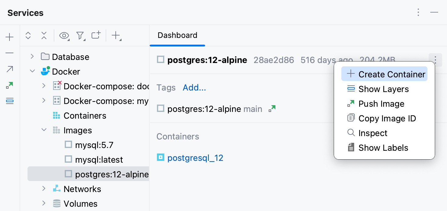 Docker image properties Docker image properties
