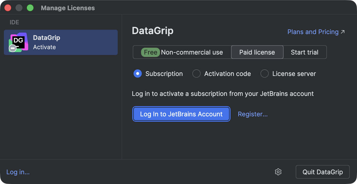 Register DataGrip | DataGrip Documentation