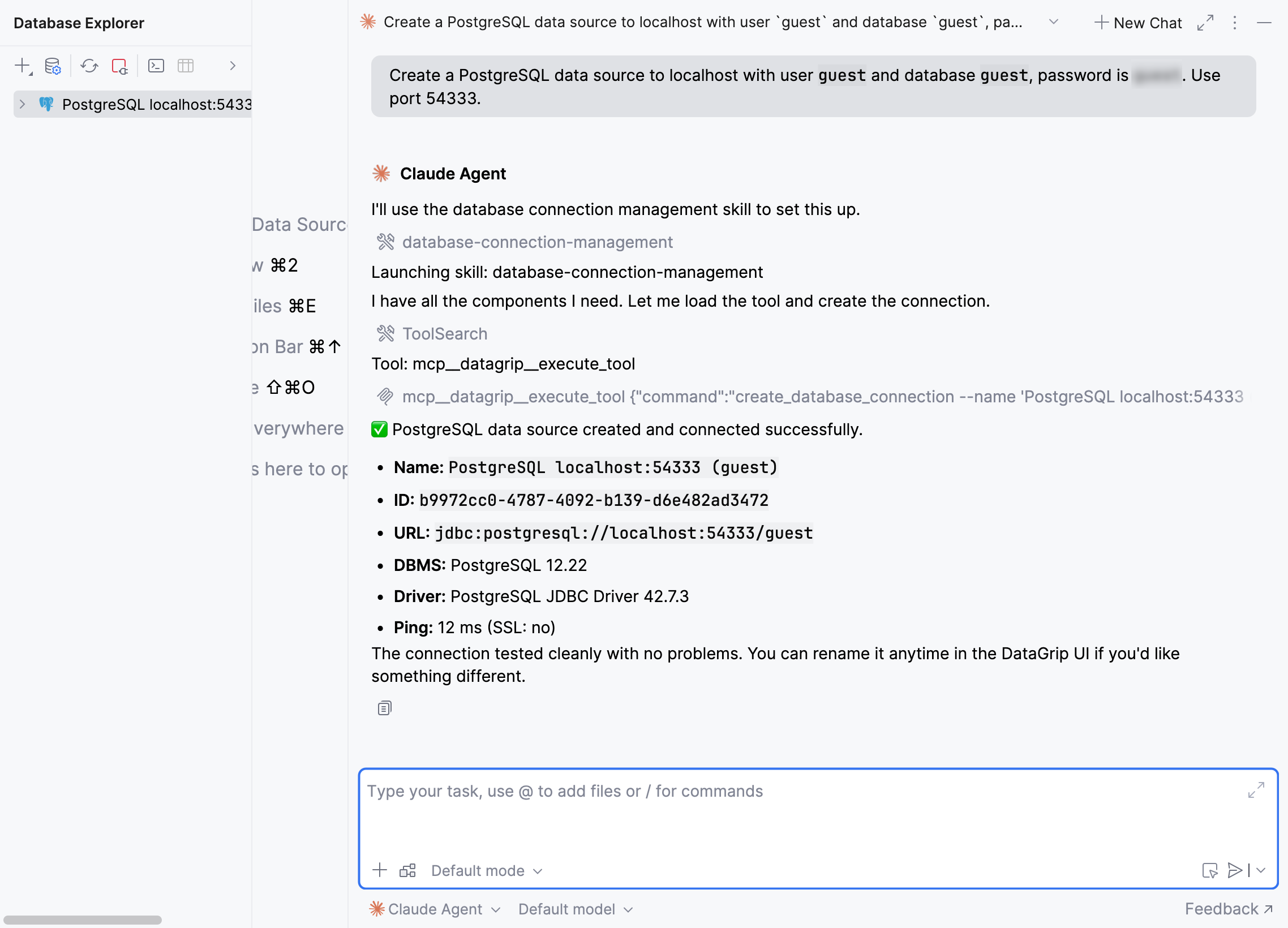 AI agent creates a data source using MCP tools and agent skill AI agent creates a data source using MCP tools and agent skill