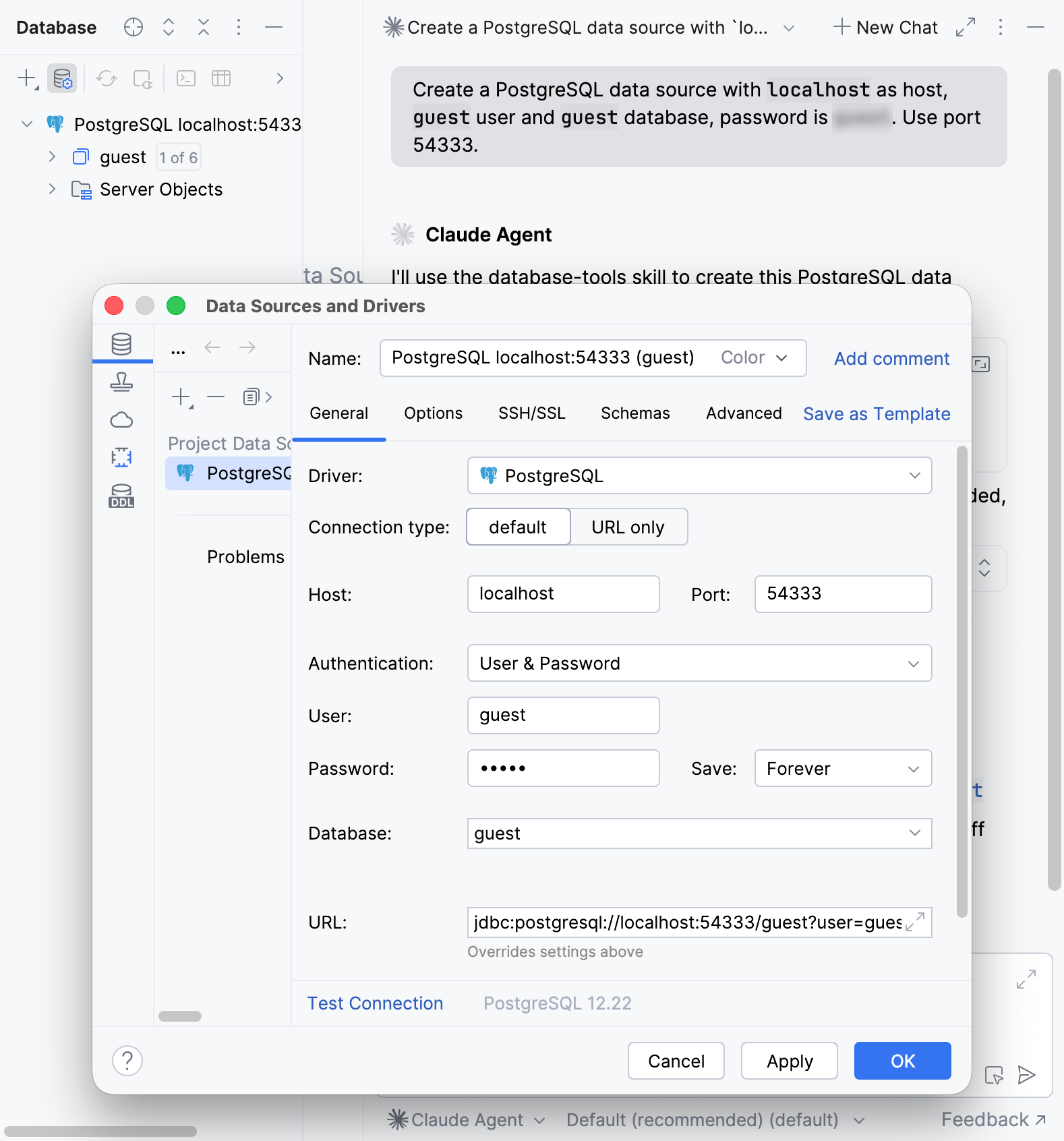 データソース設定にはチャットで以前提供された接続情報が含まれています データソース設定にはチャットで以前提供された接続情報が含まれています
