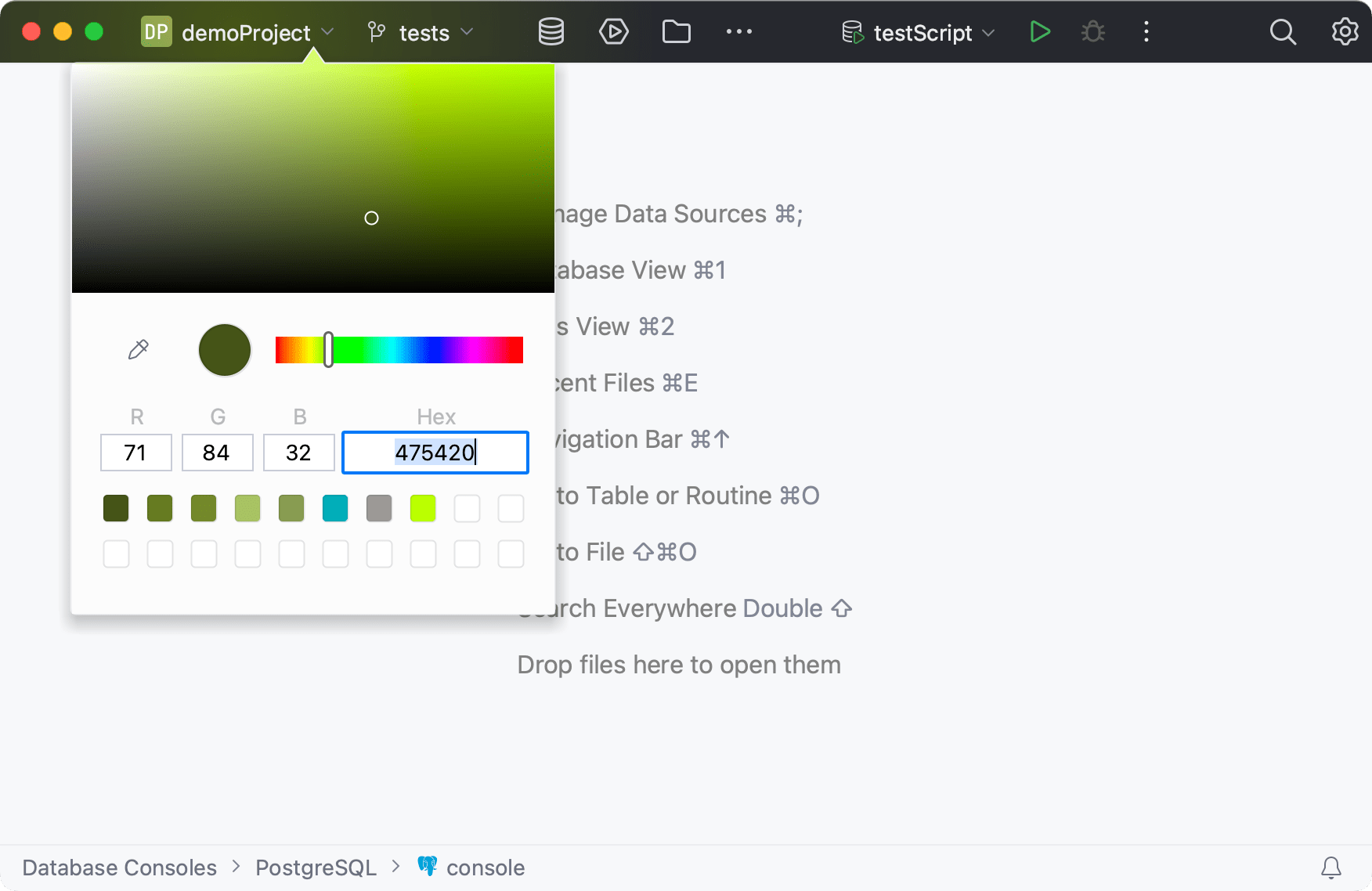 Configuring the main toolbar custom color Configuring the main toolbar custom color