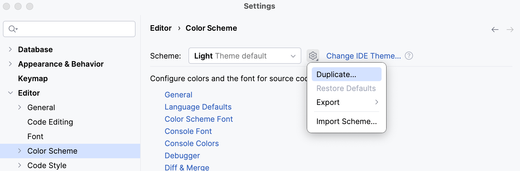 Duplicate a color scheme Duplicate a color scheme