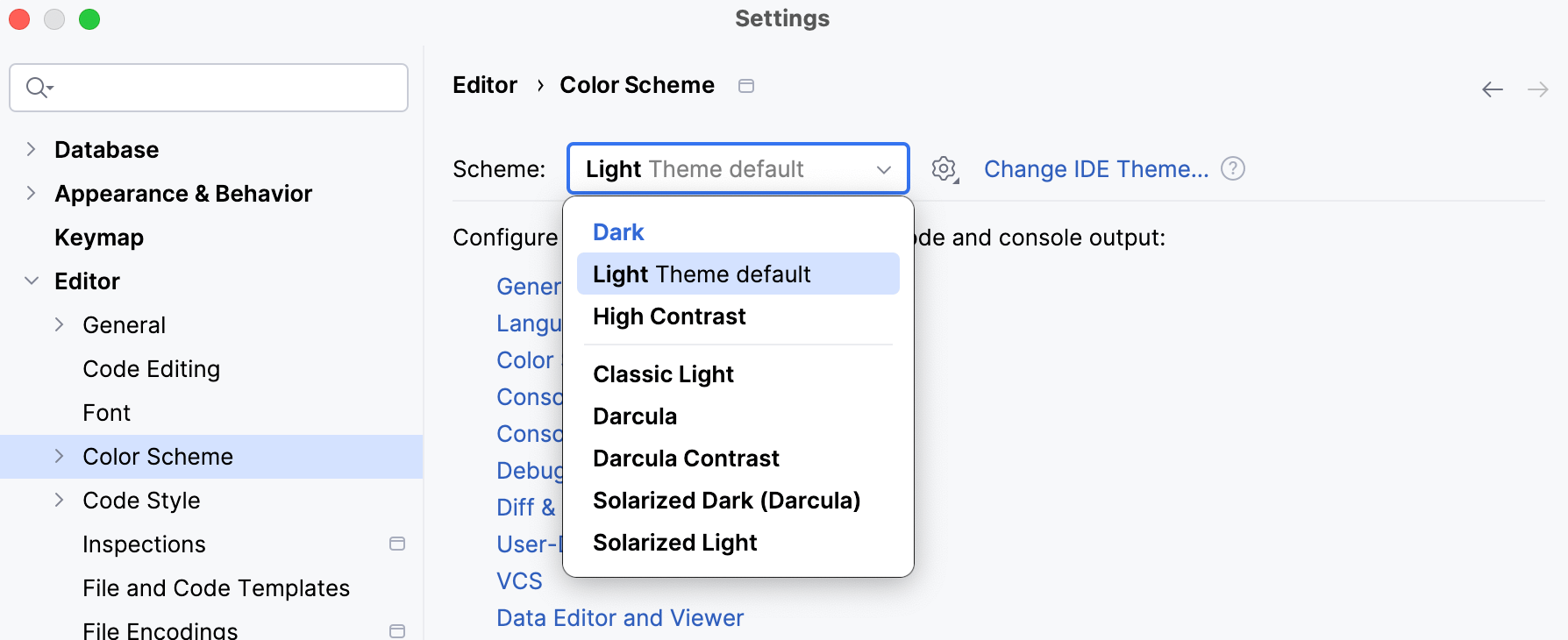 Select the color scheme Select the color scheme