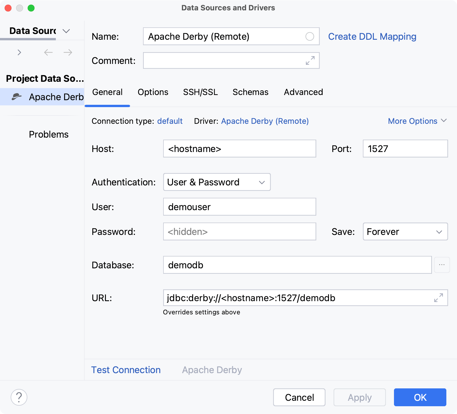 Database connection details Database connection details