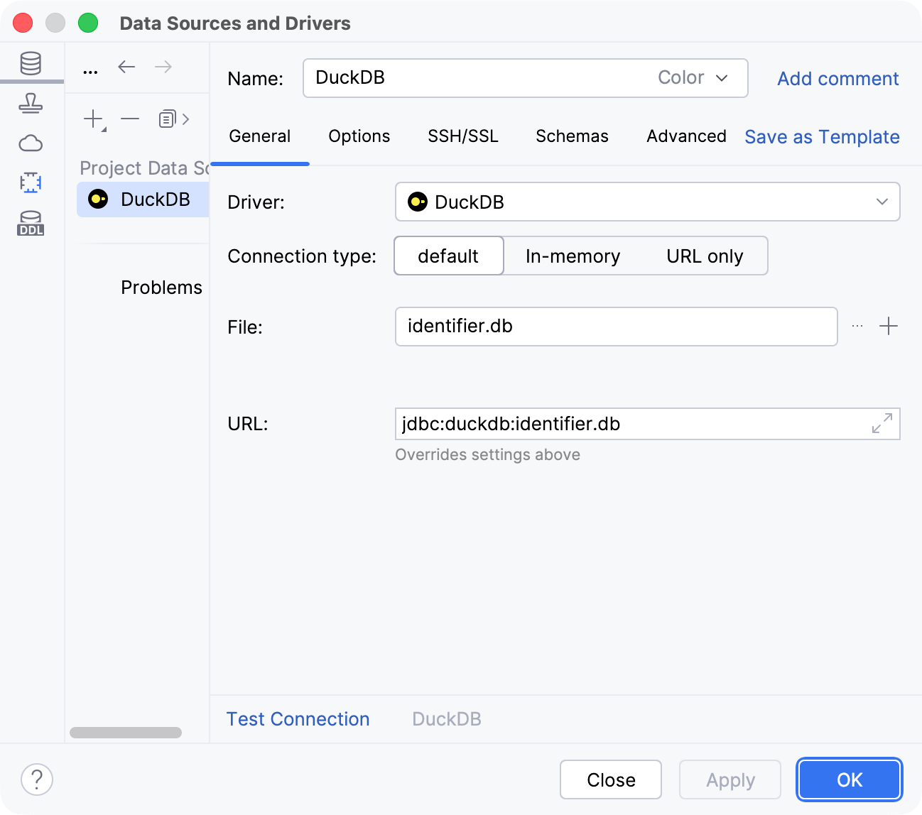 Database connection details Database connection details