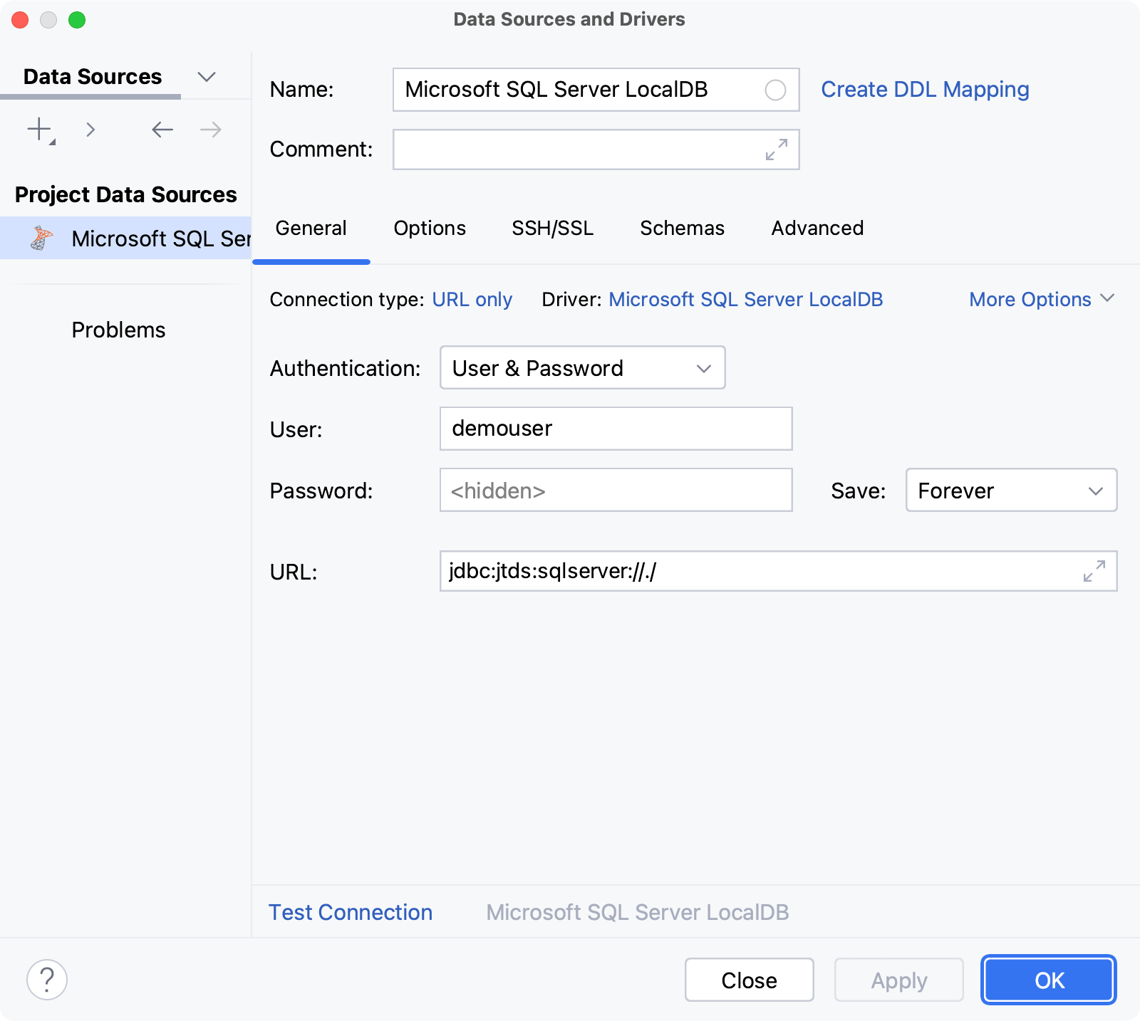 Database connection details Database connection details