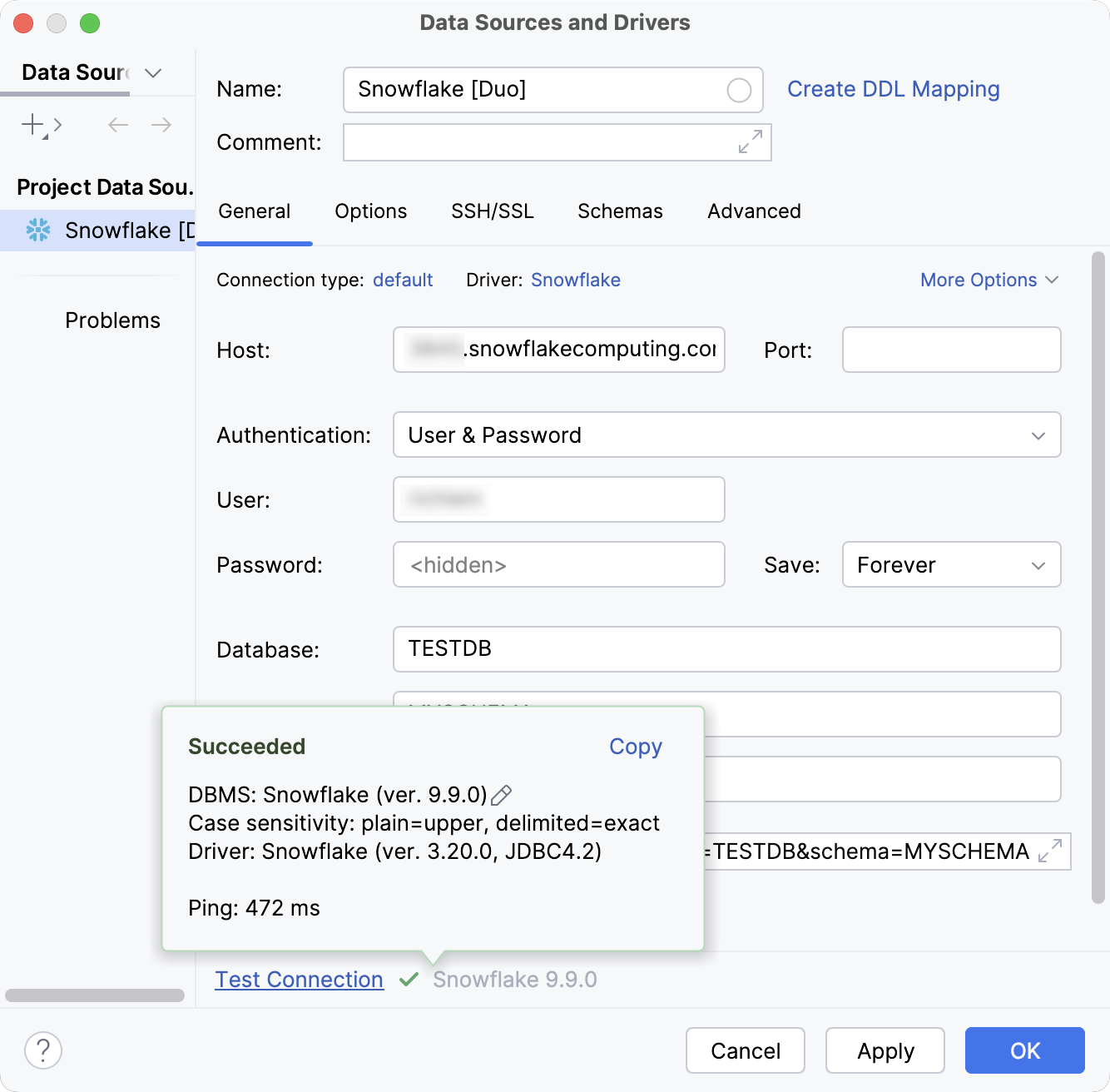 Database connection details