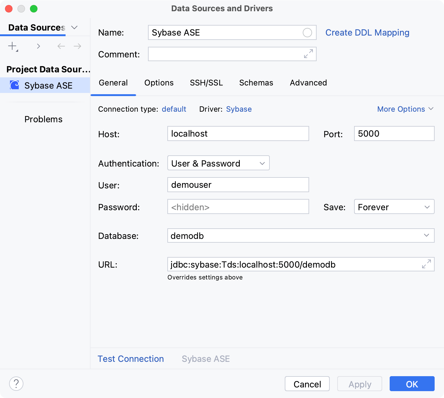 Database connection details Database connection details