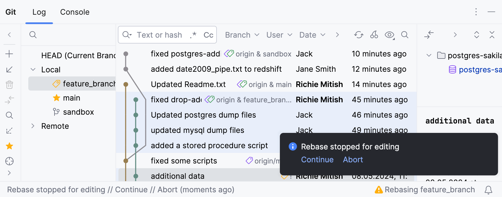 The rebase status notification The rebase status notification