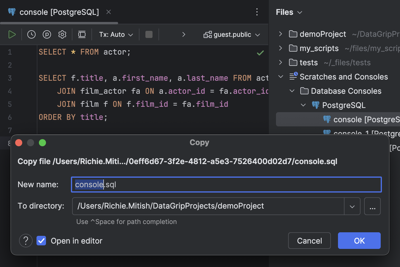 Query consoles | DataGrip Documentation