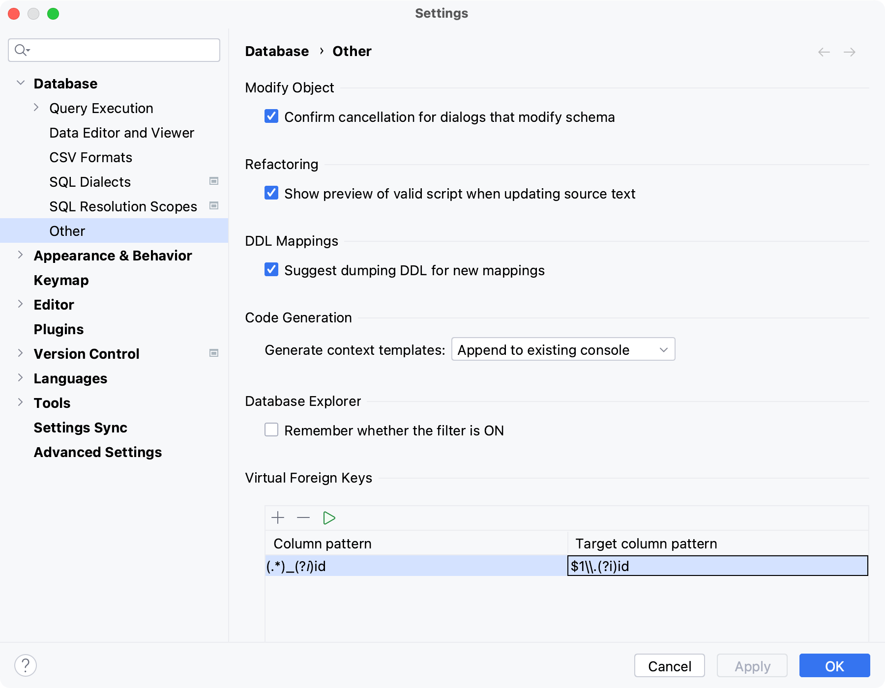 Create rules for virtual foreign keys Create rules for virtual foreign keys