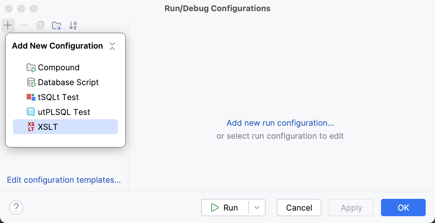 Create XSLT run configuration Create XSLT run configuration