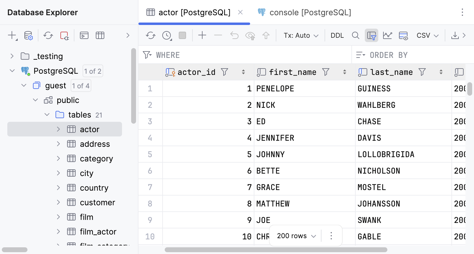 Data editor tab Data editor tab