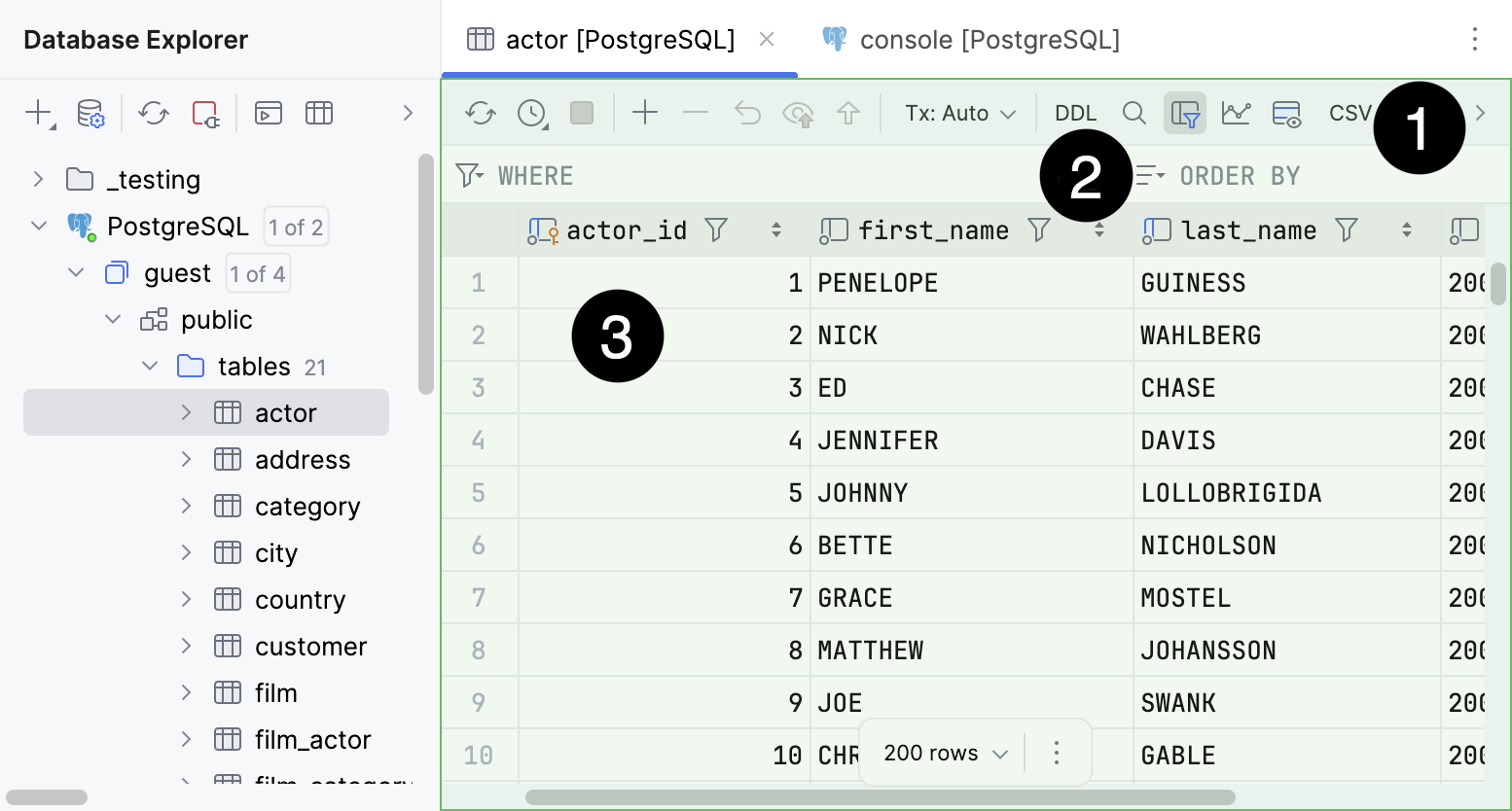 Database object data in data editor Database object data in data editor
