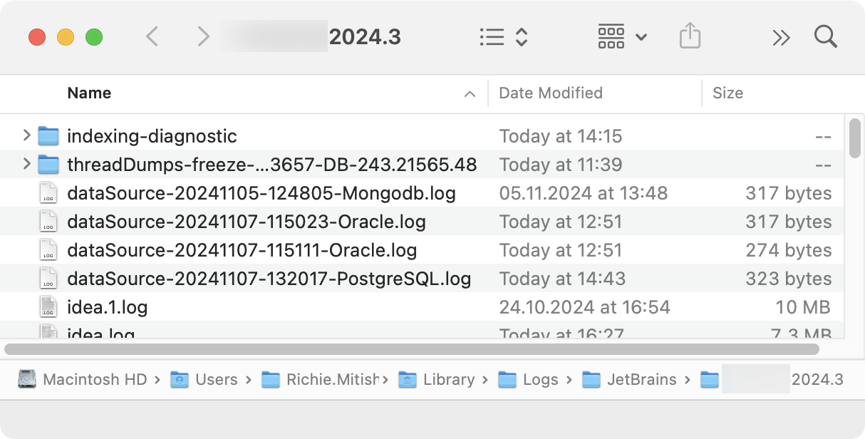 Log file in the OS file browser Log file in the OS file browser