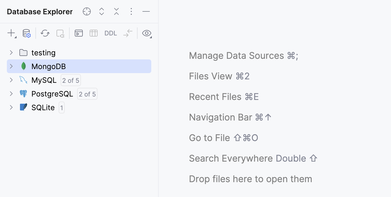 Data sources in Database Explorer Data sources in Database Explorer