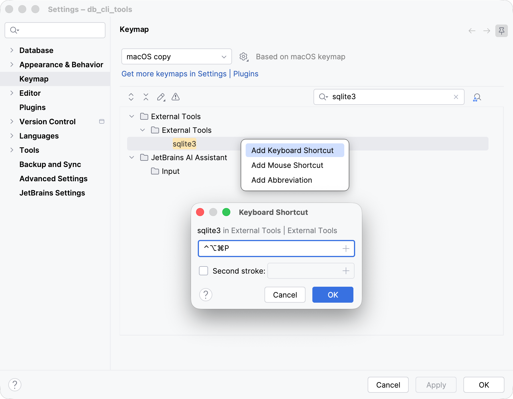 Run sqlite3 by using a mapped shortcut Run sqlite3 by using a mapped shortcut