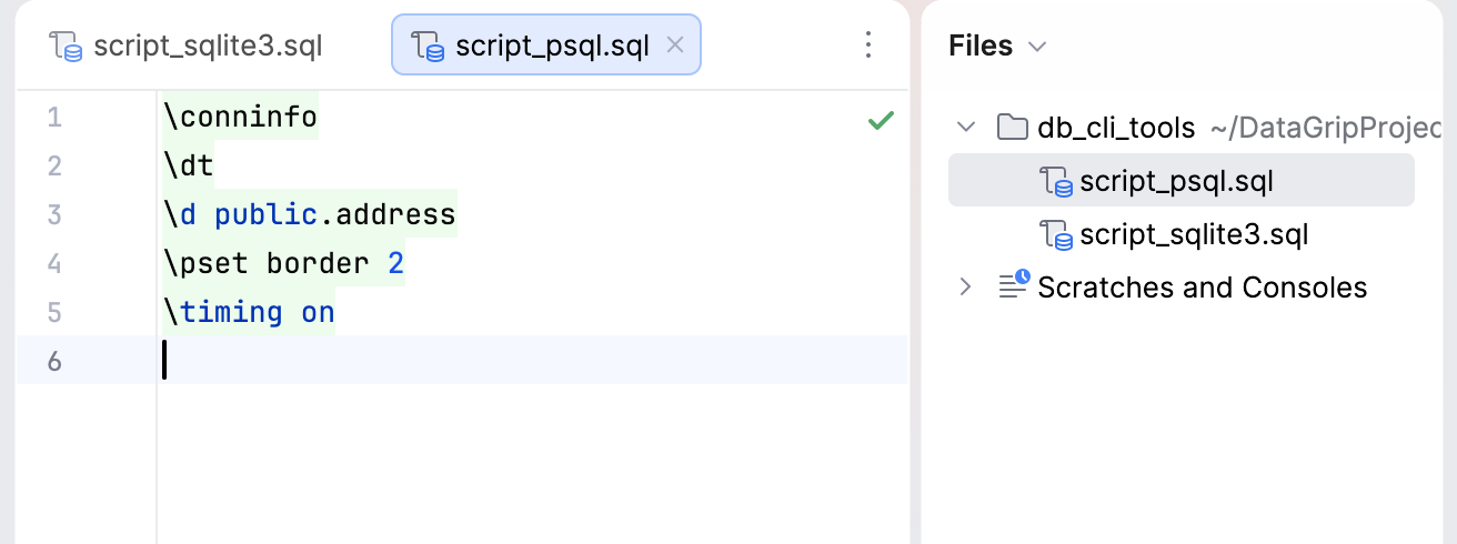 psql backlash commands in the IDE psql backlash commands in the IDE