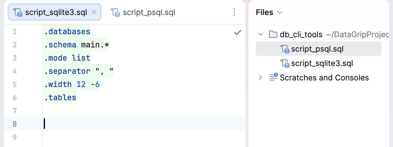 sqlite3 dot-commands in the IDE sqlite3 dot-commands in the IDE