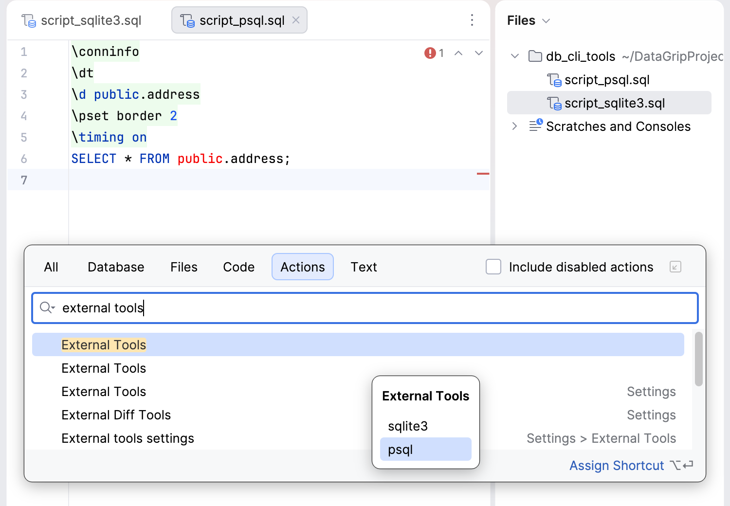 Run psql from the Search Everywhere Run psql from the Search Everywhere