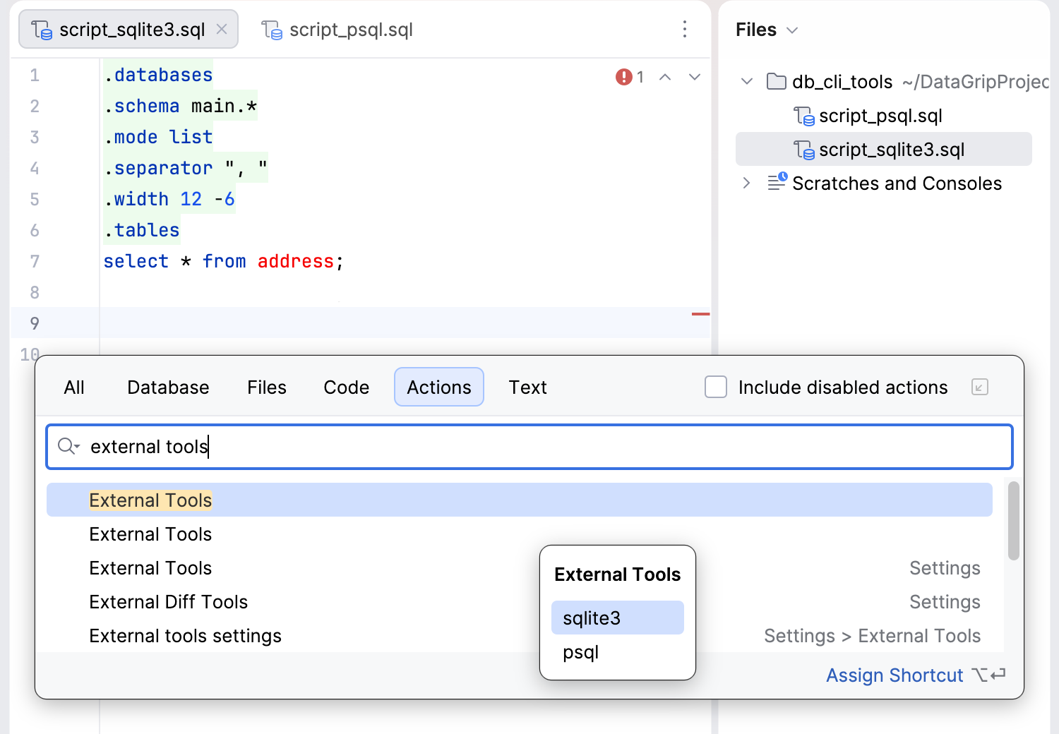 Run sqlite3 from the Search Everywhere Run sqlite3 from the Search Everywhere