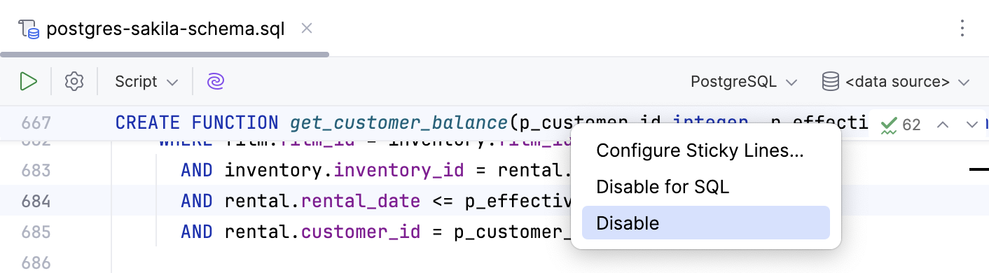 Disable sticky lines for all languages in the editor Disable sticky lines for all languages in the editor