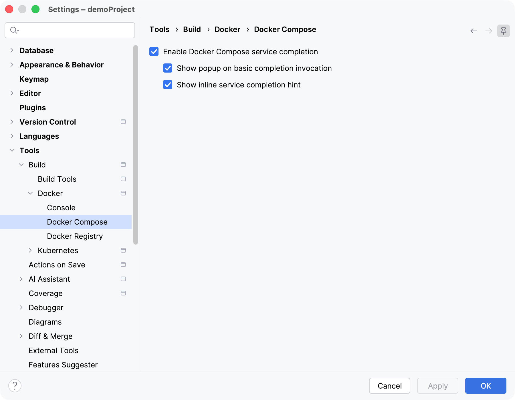 Docker Compose settings Docker Compose settings