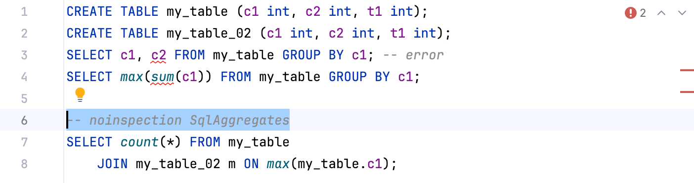 The -- noinspection annotation before a method The -- noinspection annotation before a method