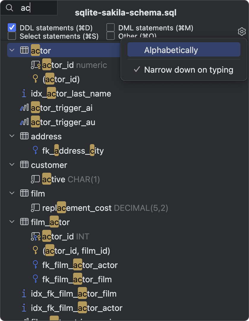 Code structure | DataGrip Documentation