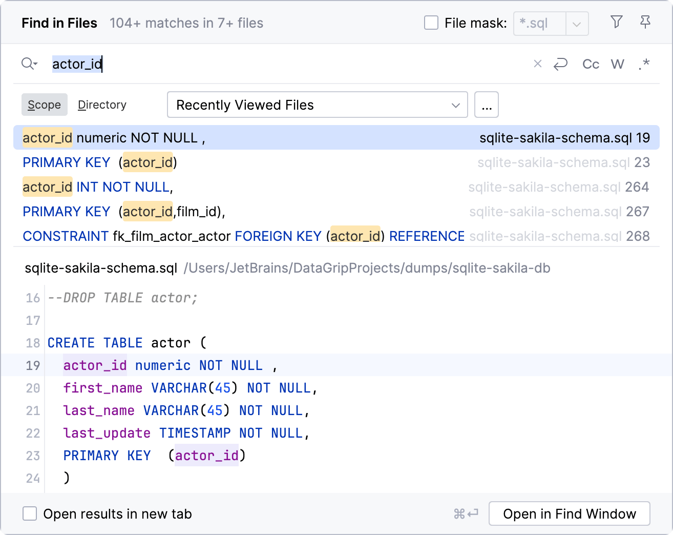 The Find in Files dialog The Find in Files dialog