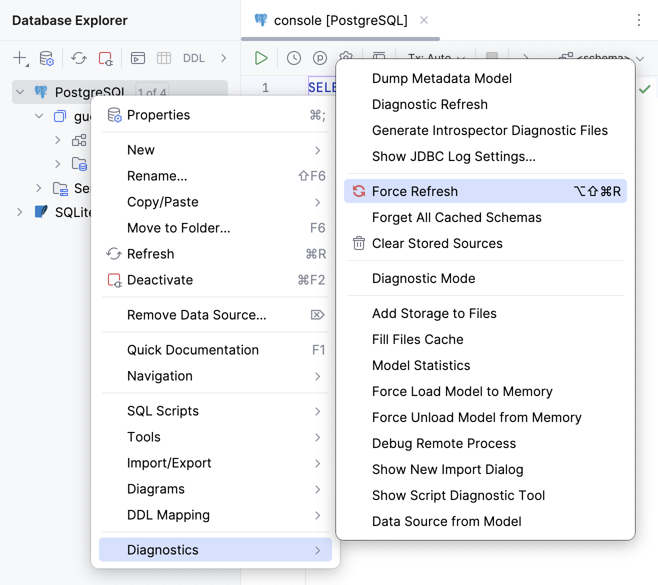 Force refresh schema information Force refresh schema information